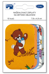 Nažehlovací záplaty s potiskem malé 10 ks - medvídek hnědý + mix